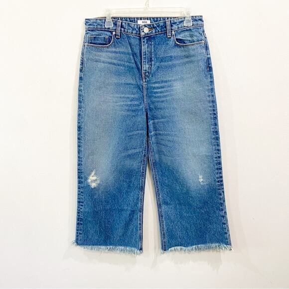 BDG Betty High Rise Distressed Raw Hem Wide Leg Cropped Culotte Jeans Sz 28 - Picture 2 of 10